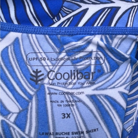 Coolibar Blue and White Swim Top with Sun Protection - Picture 3 of 8